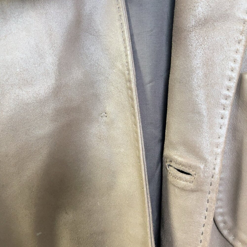 Hugo Boss Mens 50 Laslo Goatskin Patch Pockets Brown Blazer Leather Jacket - Picture 15 of 16